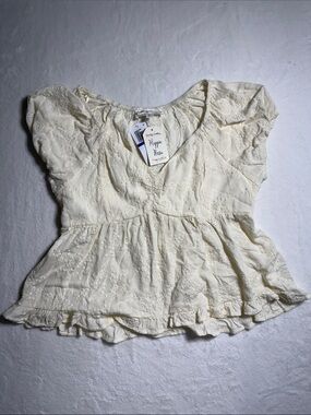 Hippie Rose Cream Eyelet Peplum Blouse